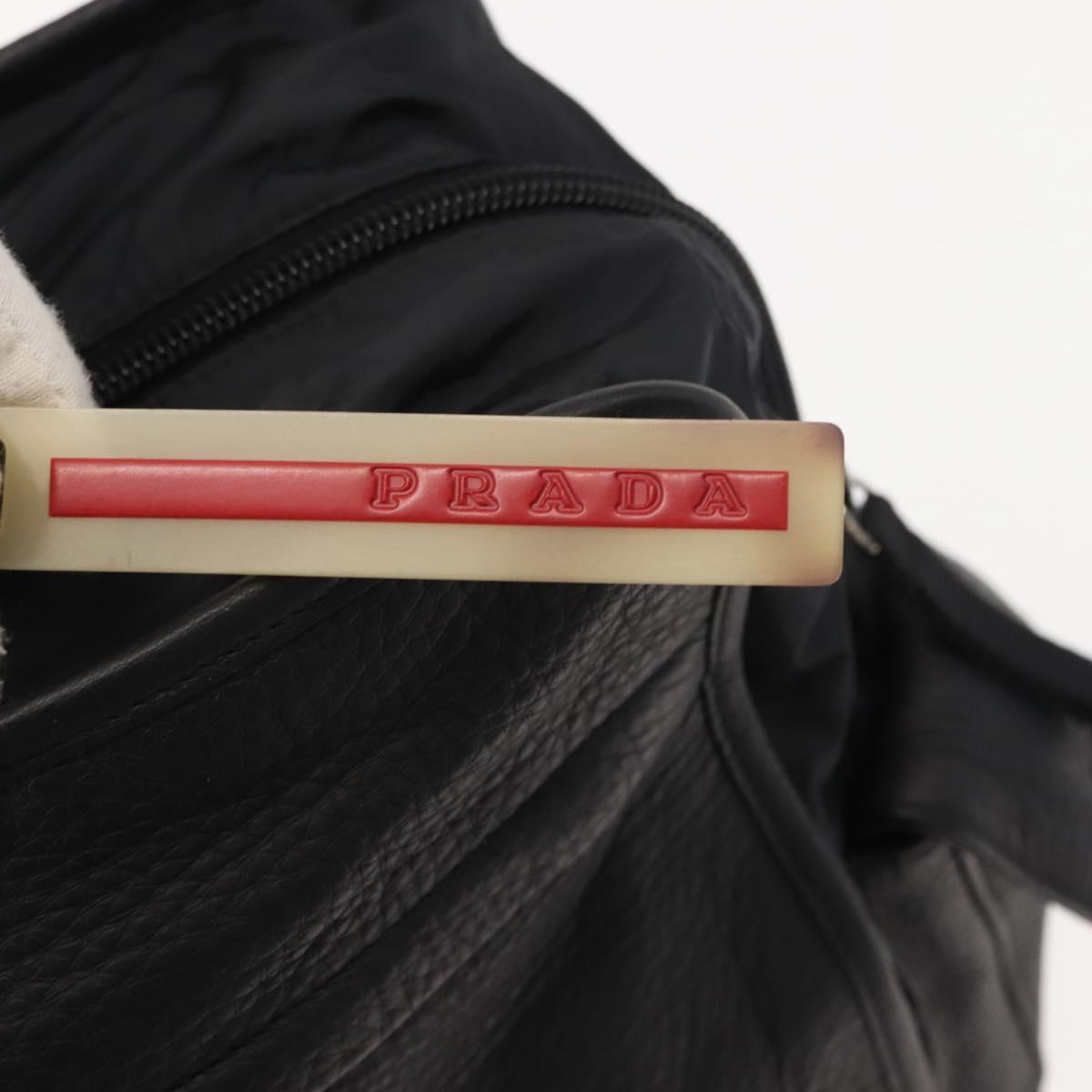 PRADA Sports Hand Bag Nylon Leather Black Silver Auth gh1071