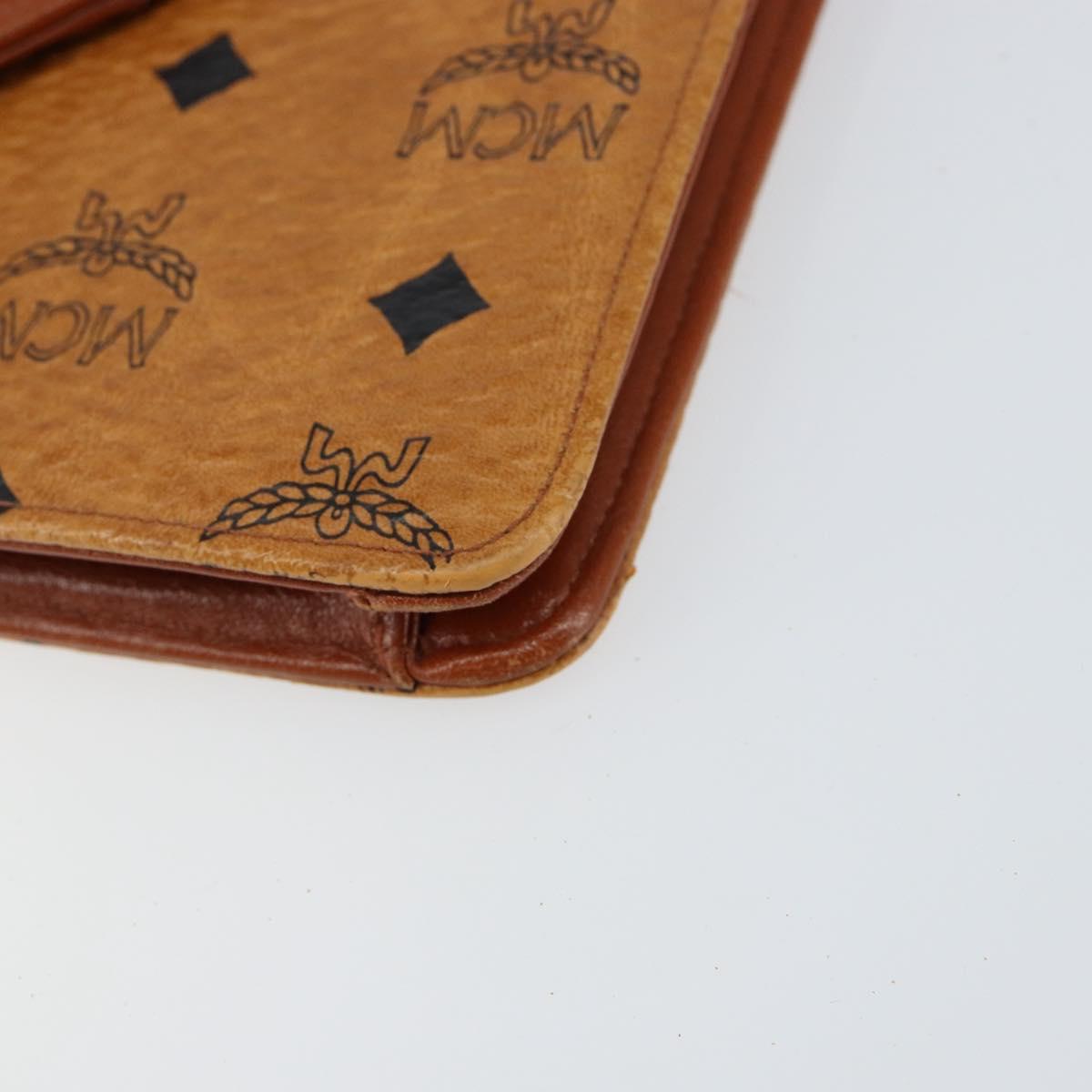 MCM Logogram Vicetos Shoulder Bag PVC Leather Brown Gold Auth gh1073