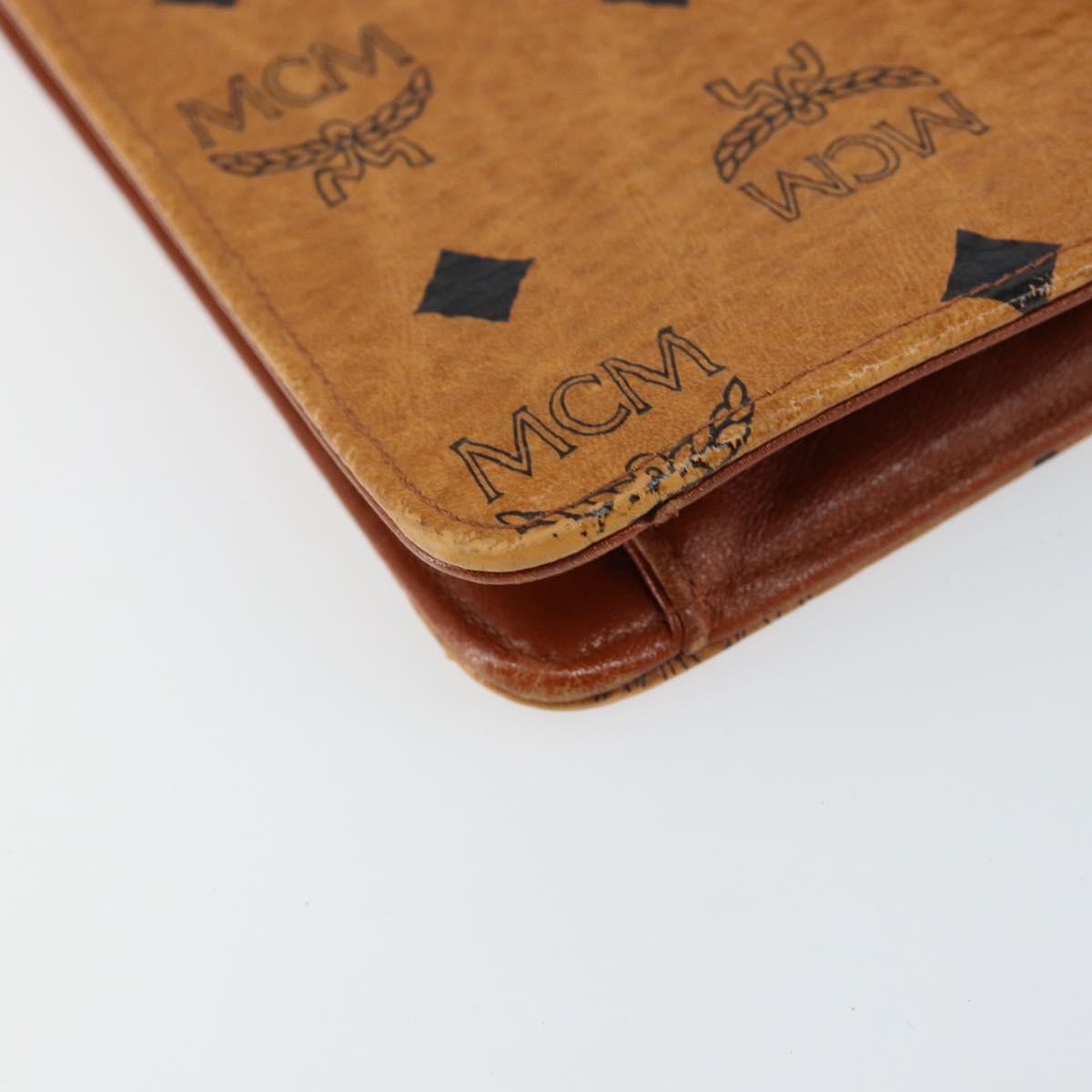 MCM Logogram Vicetos Shoulder Bag PVC Leather Brown Gold Auth gh1073