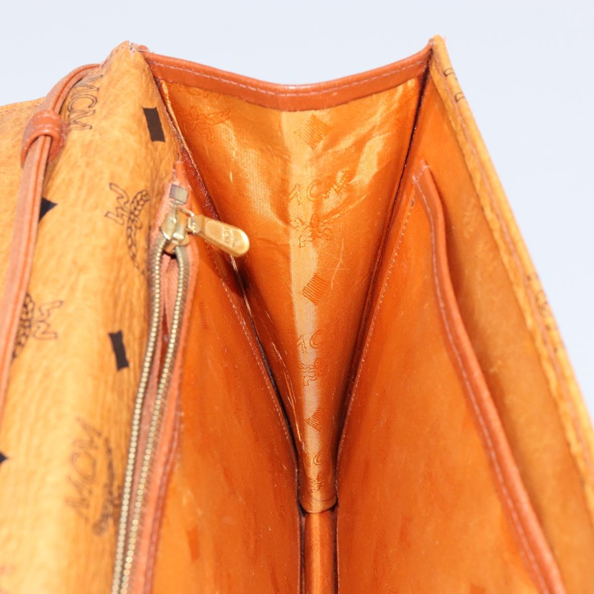 MCM Logogram Vicetos Shoulder Bag PVC Leather Brown Gold Auth gh1073