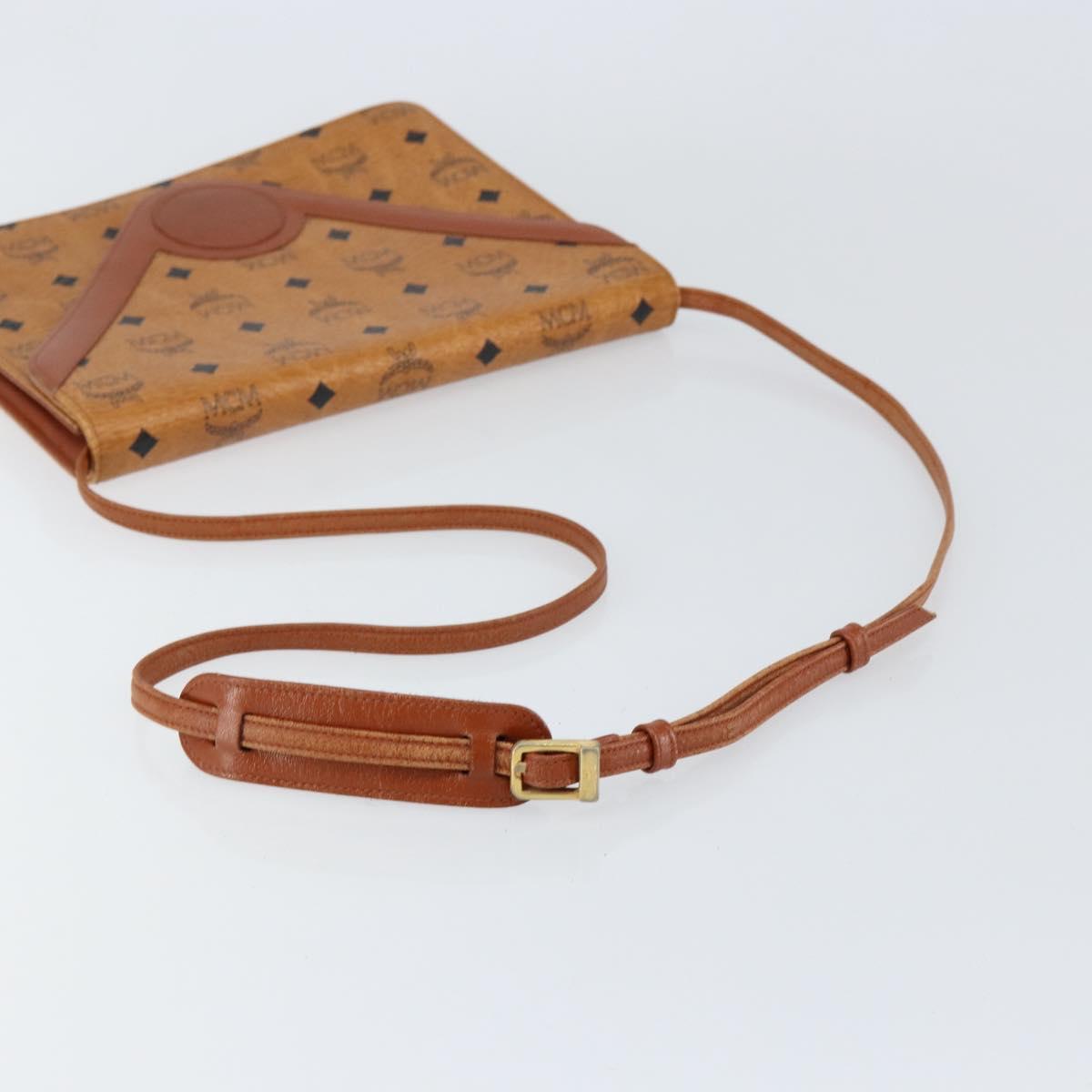 MCM Logogram Vicetos Shoulder Bag PVC Leather Brown Gold Auth gh1073