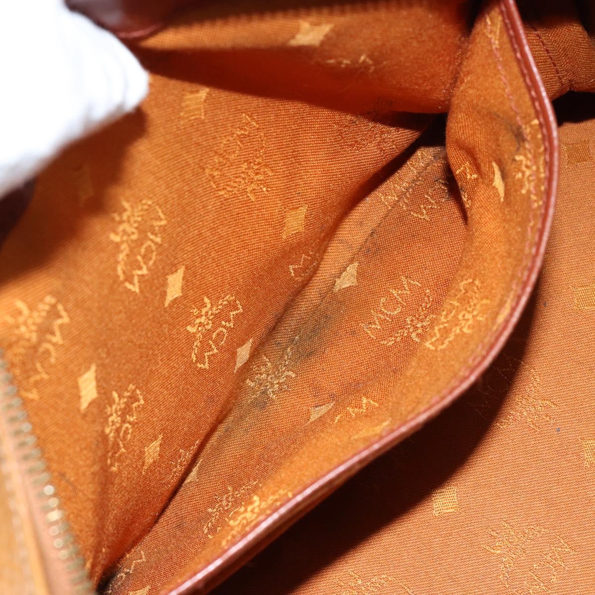 MCM Logogram Vicetos Boston Bag PVC Leather Brown Gold Auth gh1076