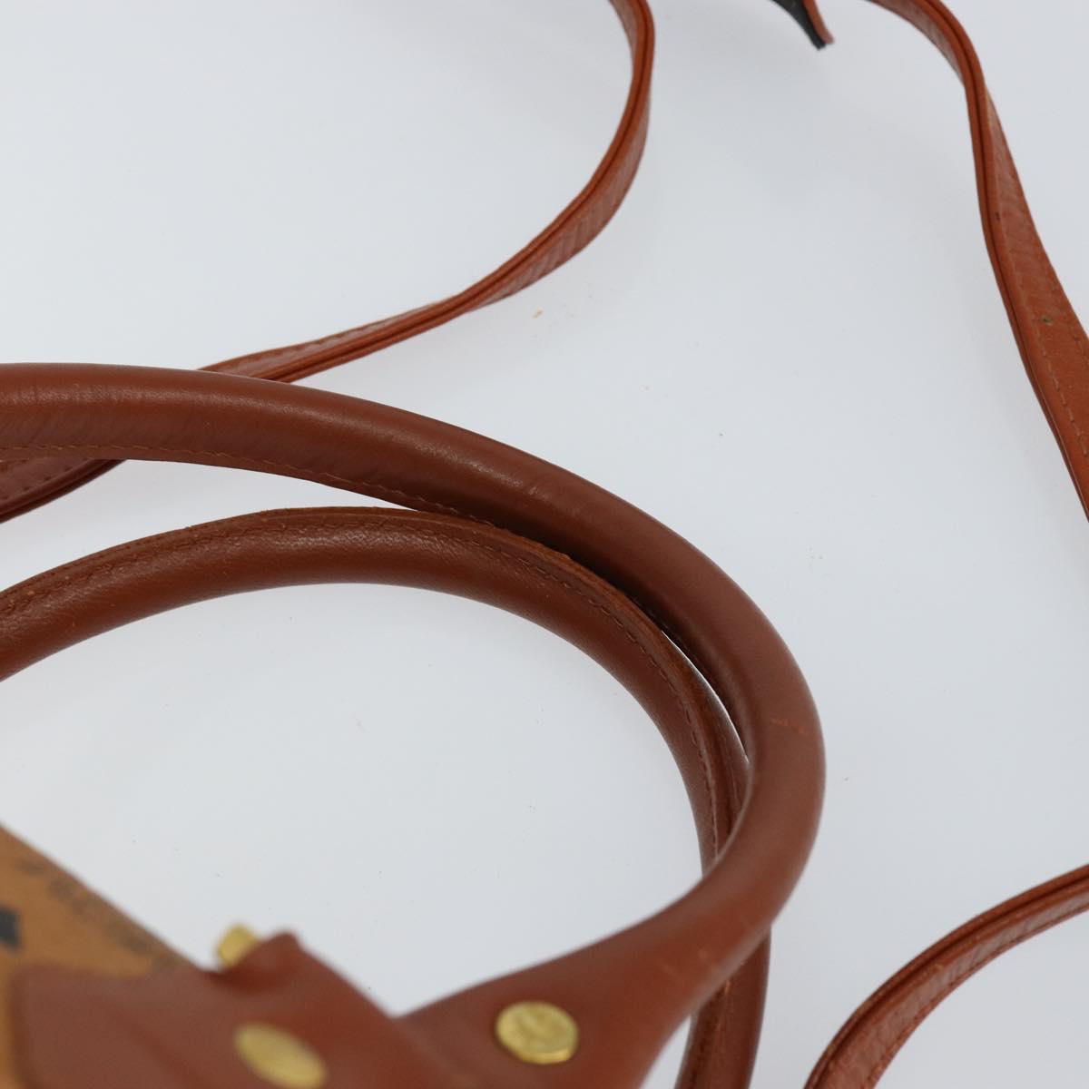 MCM Logogram Vicetos Boston Bag PVC Leather 2way Brown Gold Auth gh1077