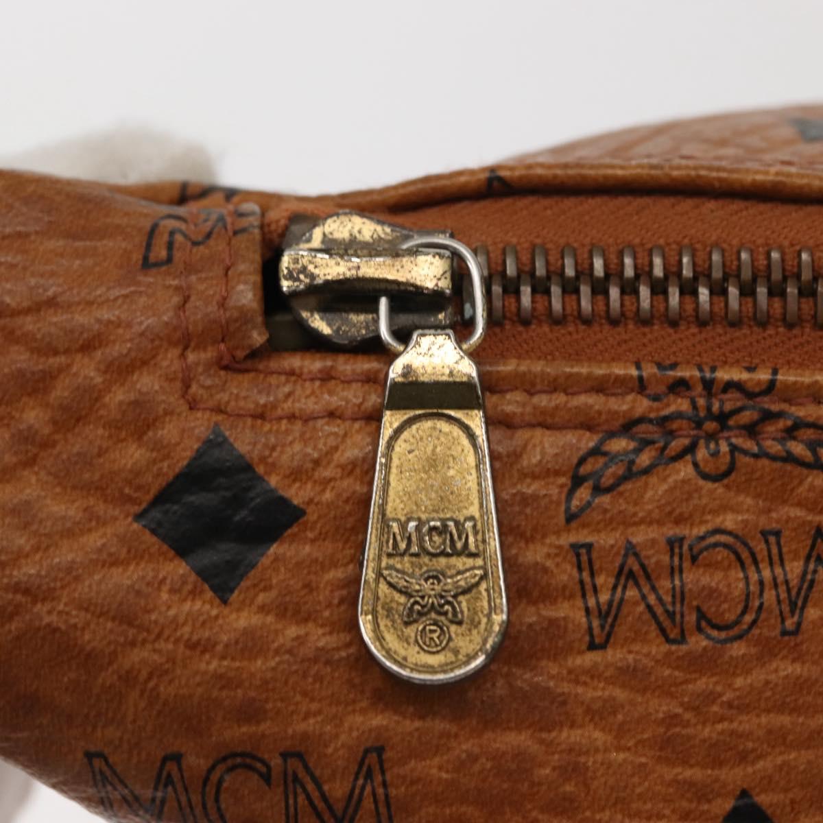 MCM Logogram Vicetos Waist Bag PVC Leather Brown Auth gh1078