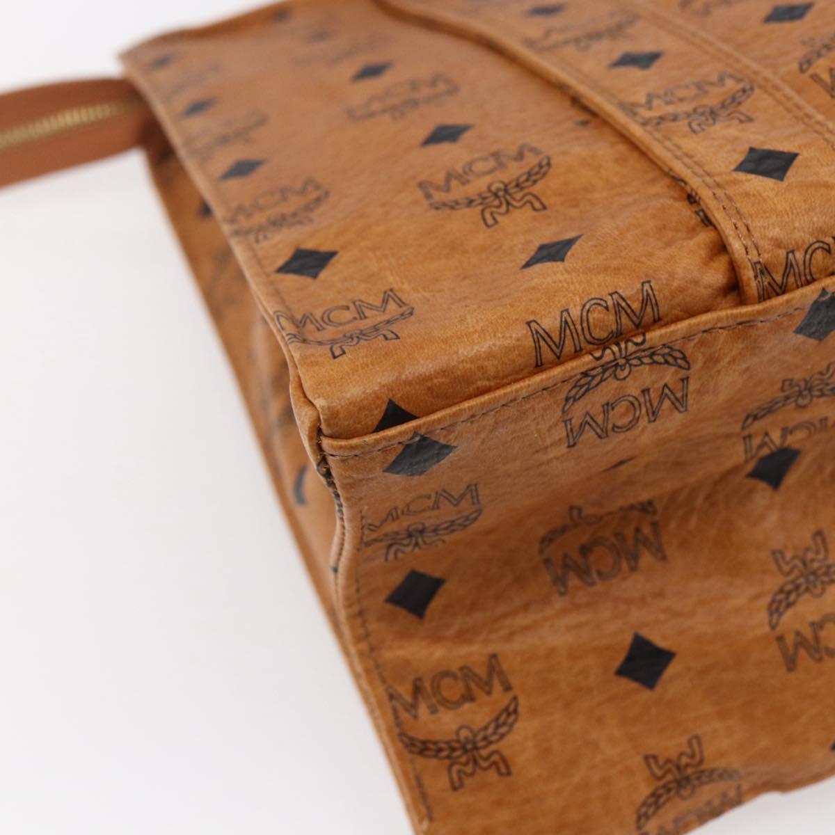 MCM Logogram Vicetos Tote Bag PVC Leather Brown Gold Auth gh1079