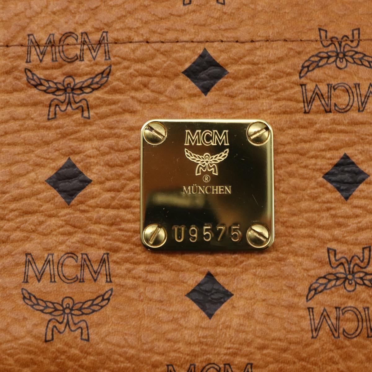 MCM Logogram Vicetos Tote Bag PVC Leather Brown Gold Auth gh1079