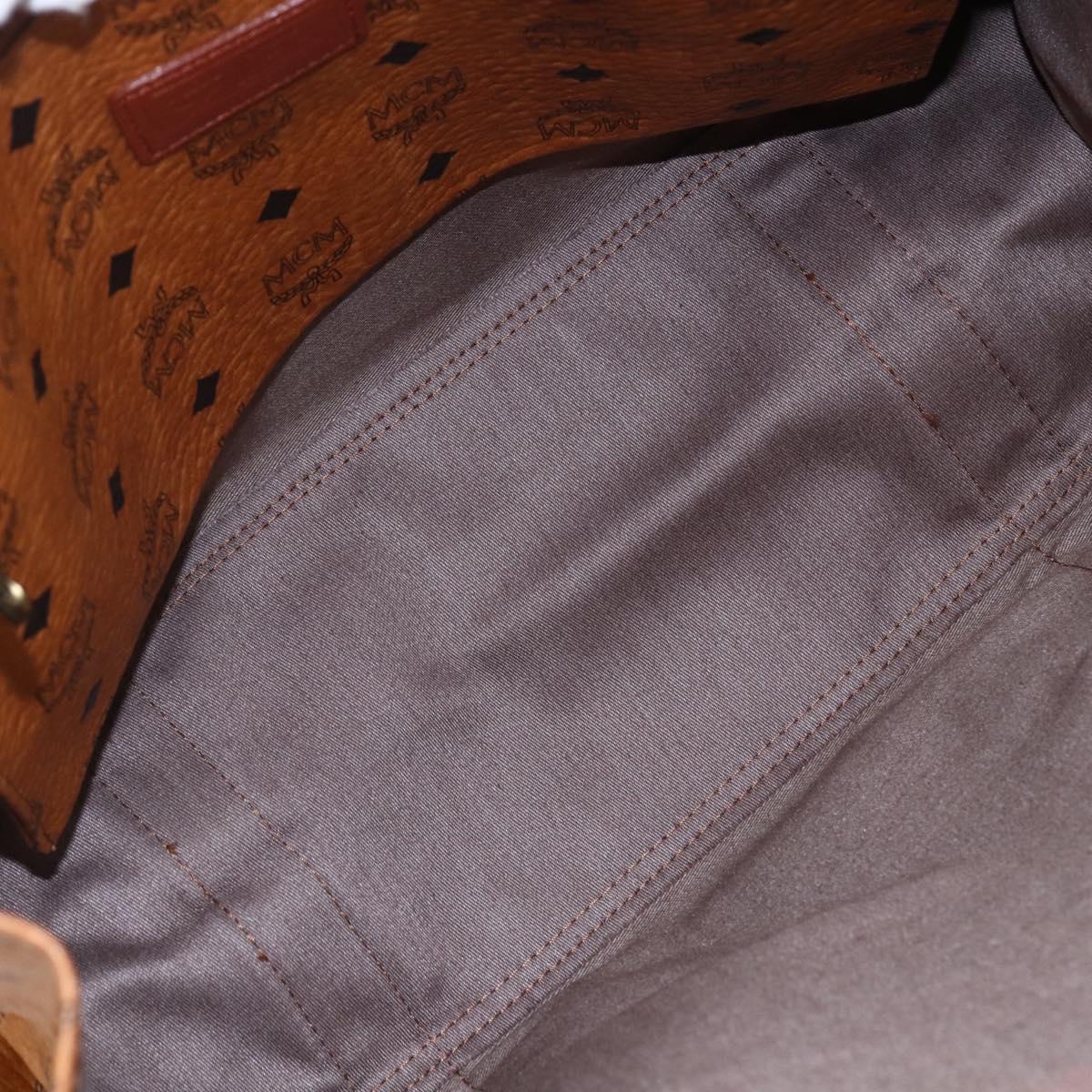 MCM Logogram Vicetos Tote Bag PVC Leather Brown Gold Auth gh1079