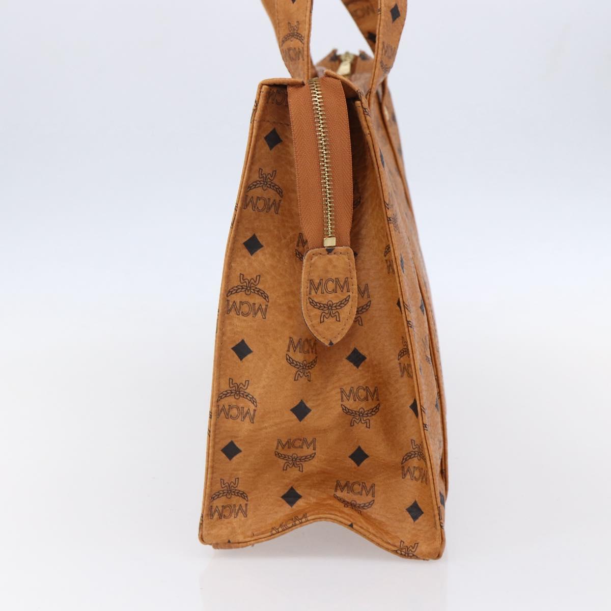 MCM Logogram Vicetos Tote Bag PVC Leather Brown Gold Auth gh1079