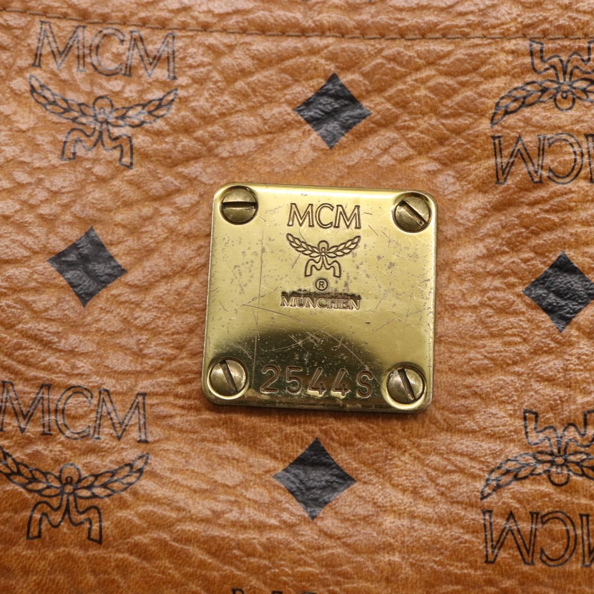 MCM Logogram Vicetos Tote Bag PVC Leather Brown Gold Auth gh1081