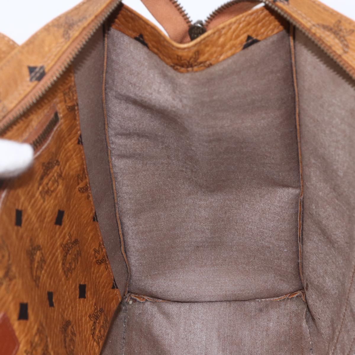 MCM Logogram Vicetos Tote Bag PVC Leather Brown Gold Auth gh1081