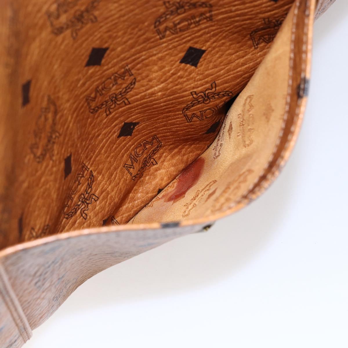 MCM Logogram Vicetos Tote Bag PVC Leather Brown Gold Auth gh1081