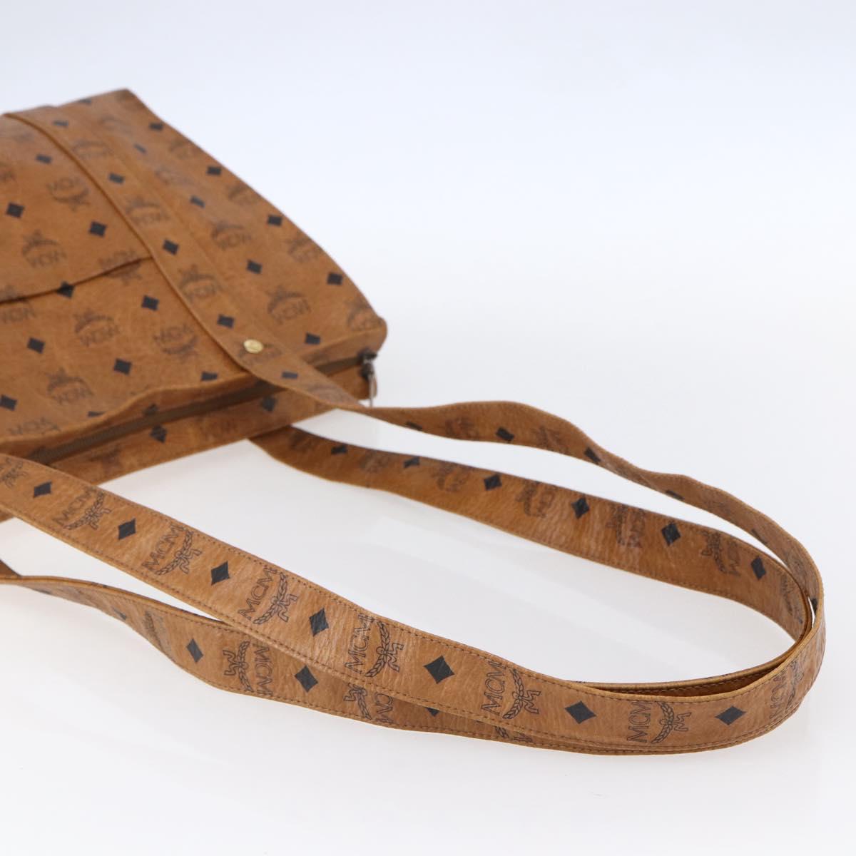 MCM Logogram Vicetos Tote Bag PVC Leather Brown Gold Auth gh1081