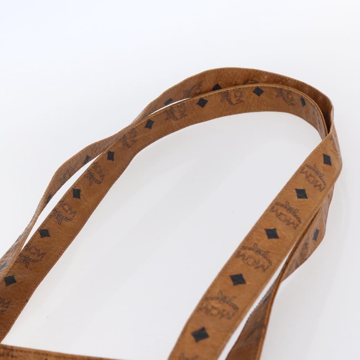 MCM Logogram Vicetos Tote Bag PVC Leather Brown Gold Auth gh1081