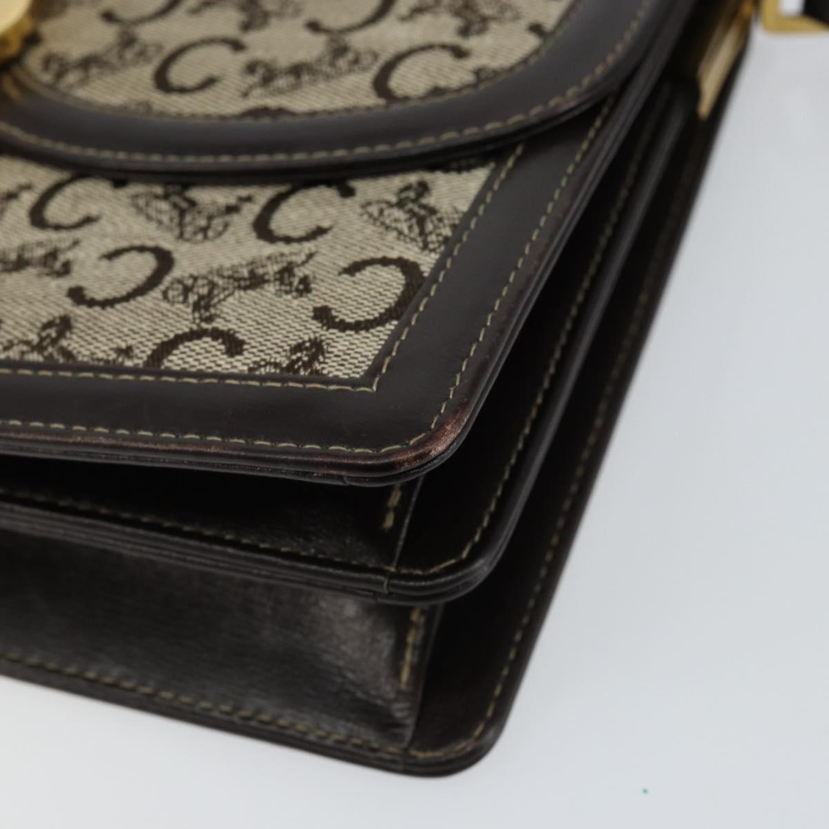 CELINE C Sulky Shoulder Bag Canvas Brown Gold Auth gh1083