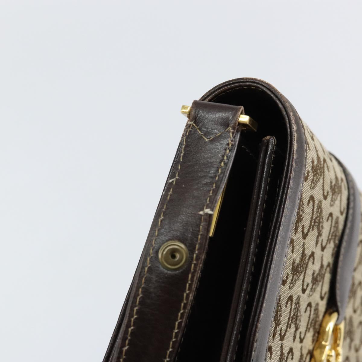CELINE C Sulky Shoulder Bag Canvas Brown Gold Auth gh1083