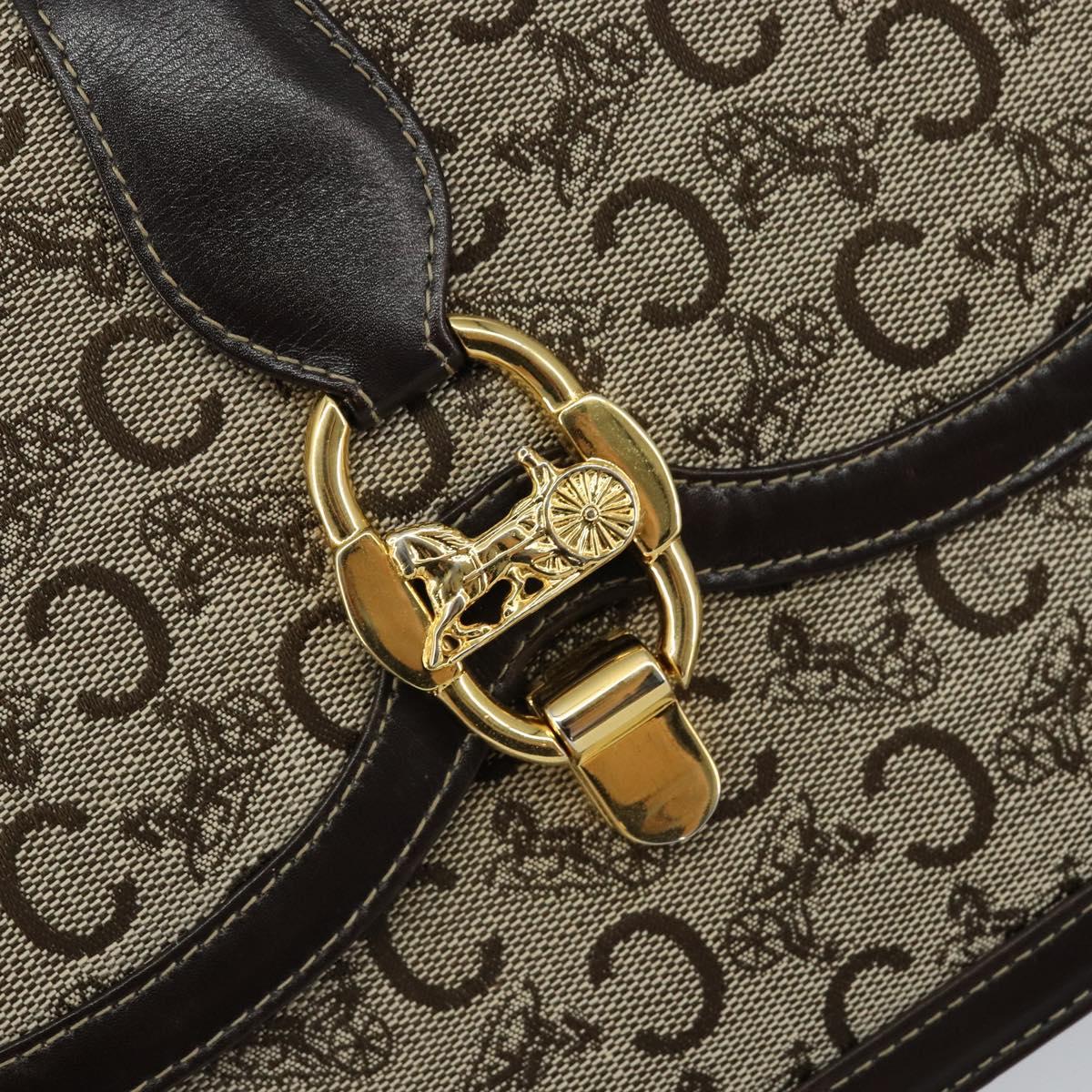CELINE C Sulky Shoulder Bag Canvas Brown Gold Auth gh1083