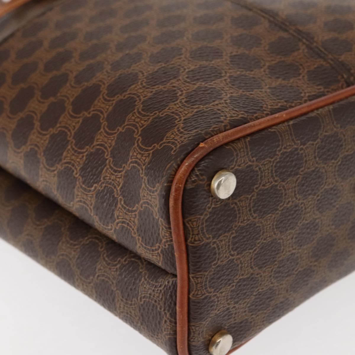 CELINE Macadam Canvas Shoulder Bag PVC Leather Brown Gold Auth gh1084