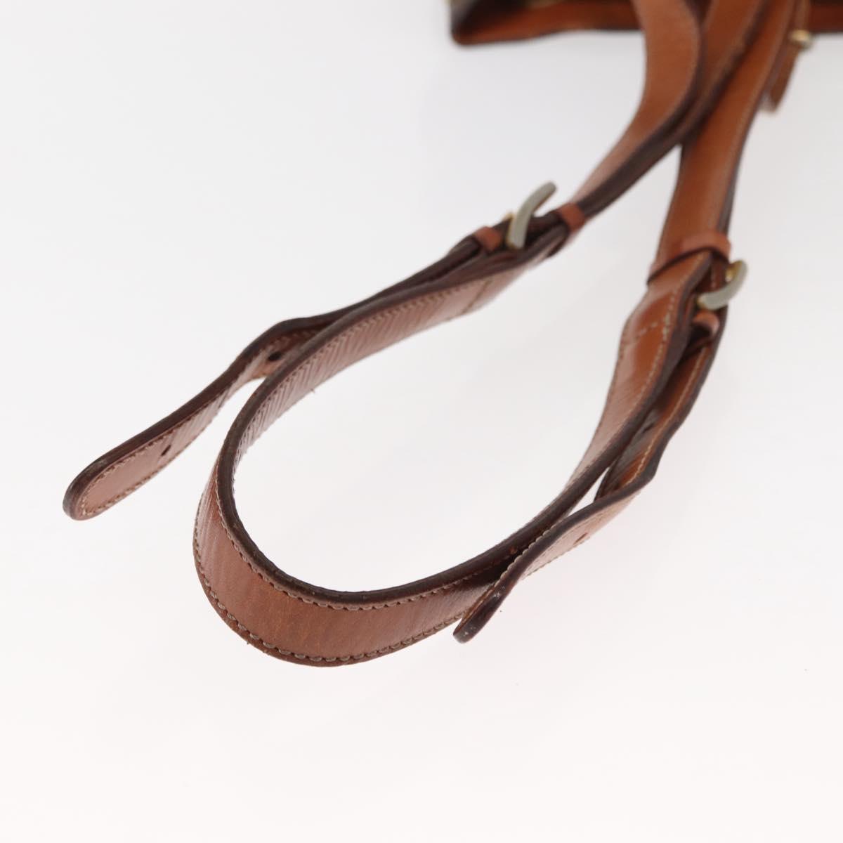 CELINE Macadam Canvas Shoulder Bag PVC Leather Brown Gold Auth gh1084