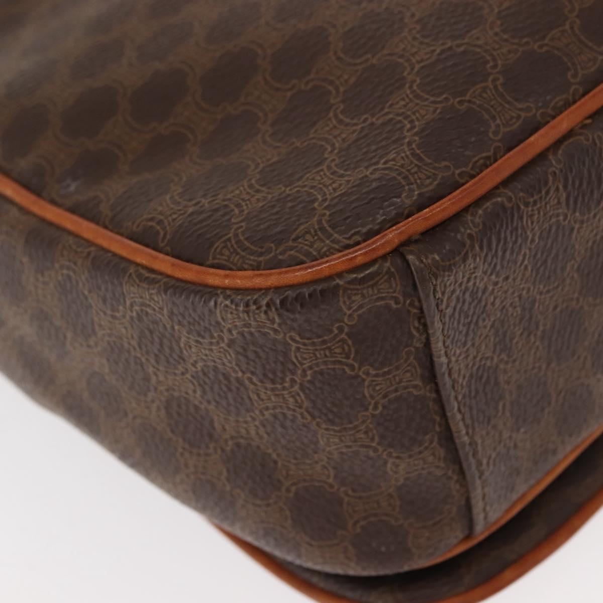 CELINE Macadam Canvas Shoulder Bag PVC Leather Brown Gold Auth gh1088