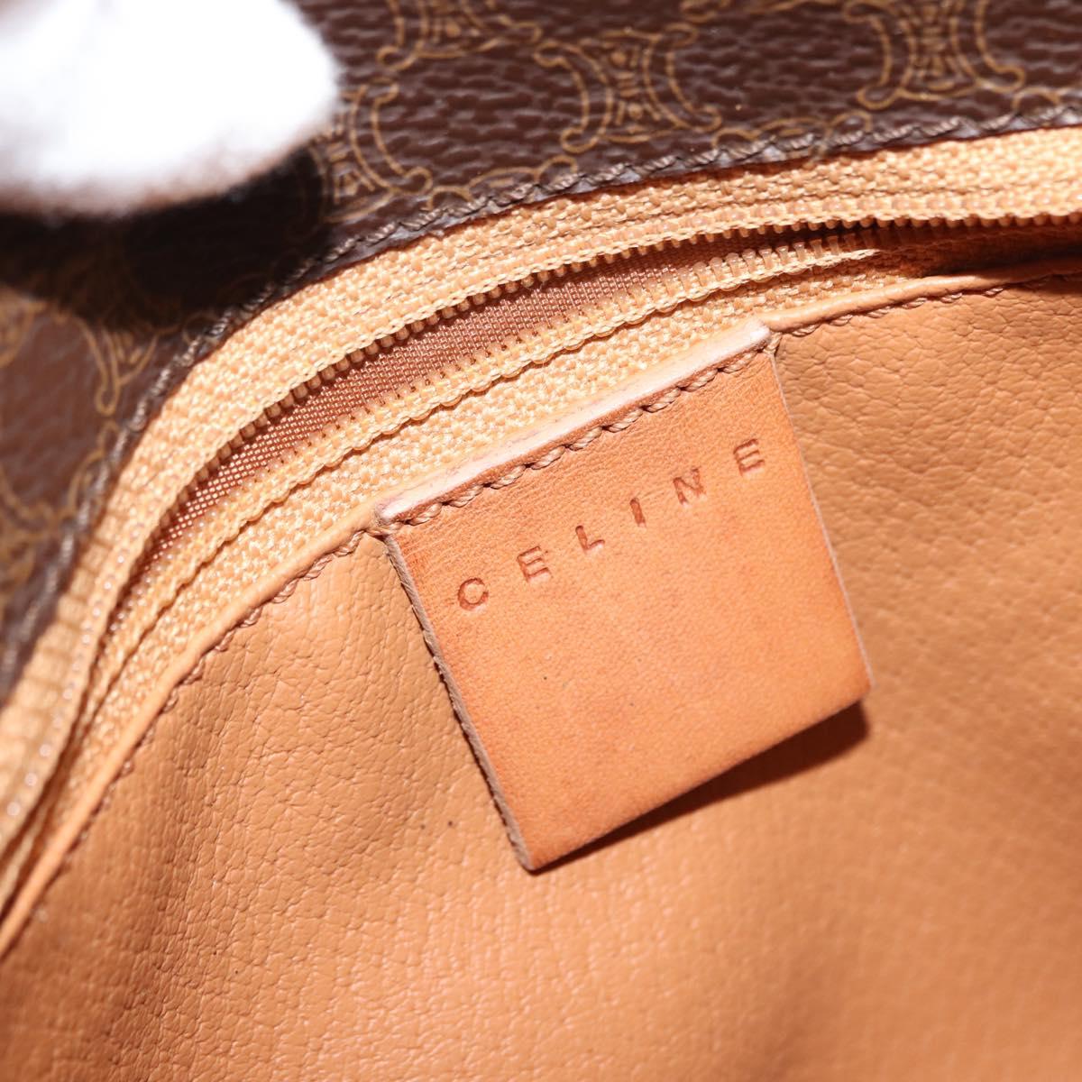 CELINE Macadam Canvas Shoulder Bag PVC Leather Brown Gold Auth gh1088