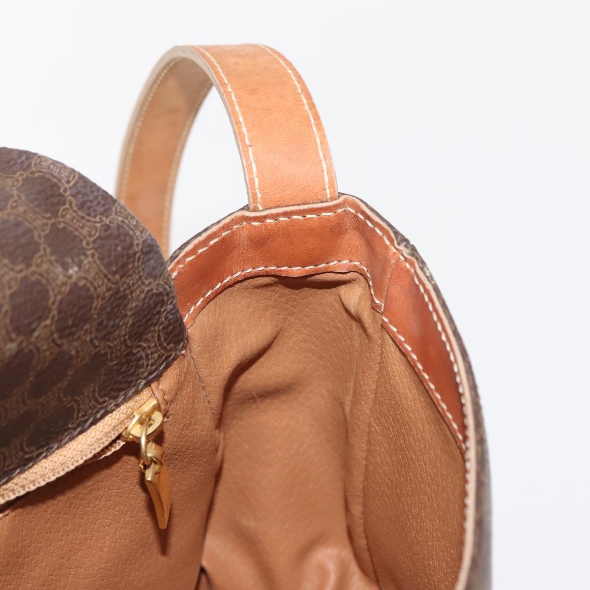 CELINE Macadam Canvas Shoulder Bag PVC Leather Brown Gold Auth gh1088