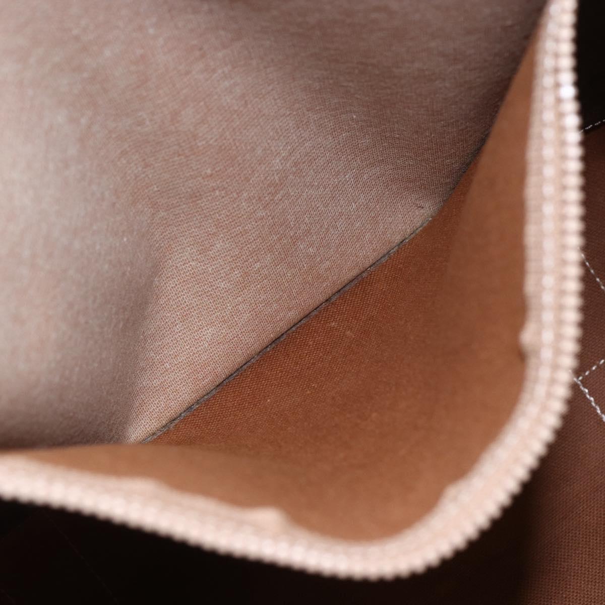 CELINE Macadam Canvas Tote Bag PVC Leather Brown Gold Auth gh1091