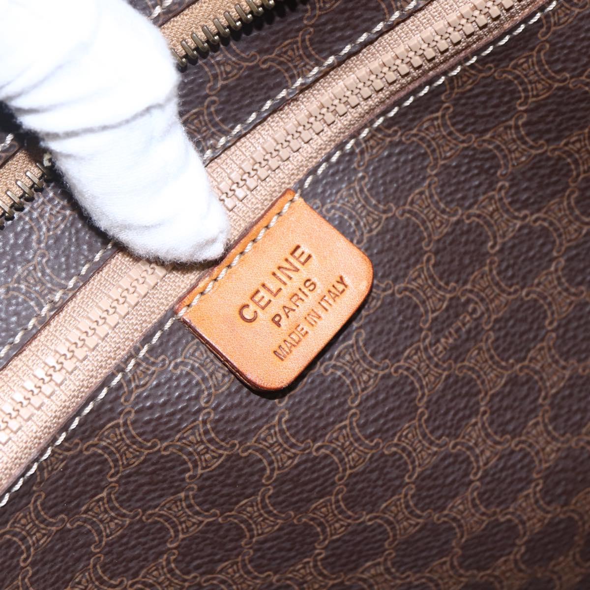 CELINE Macadam Canvas Tote Bag PVC Leather Brown Gold Auth gh1091