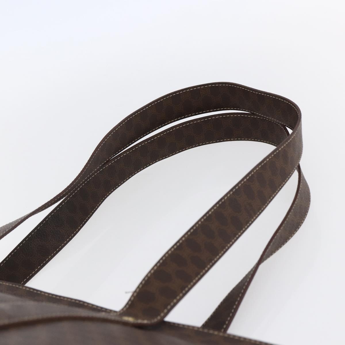 CELINE Macadam Canvas Tote Bag PVC Leather Brown Gold Auth gh1091