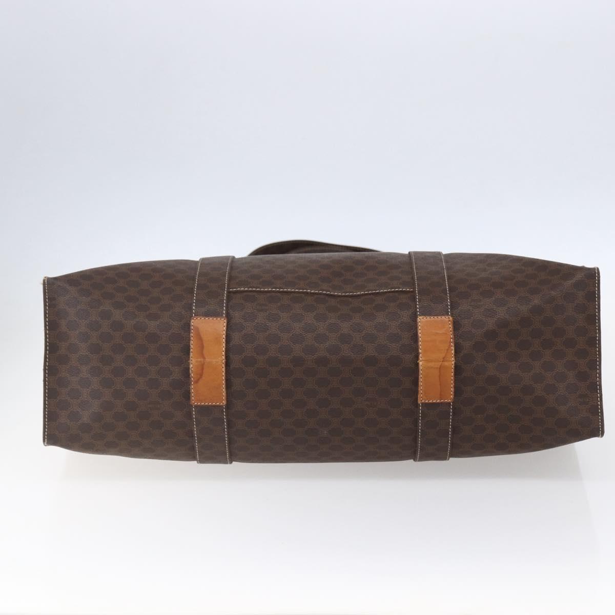 CELINE Macadam Canvas Tote Bag PVC Leather Brown Gold Auth gh1091