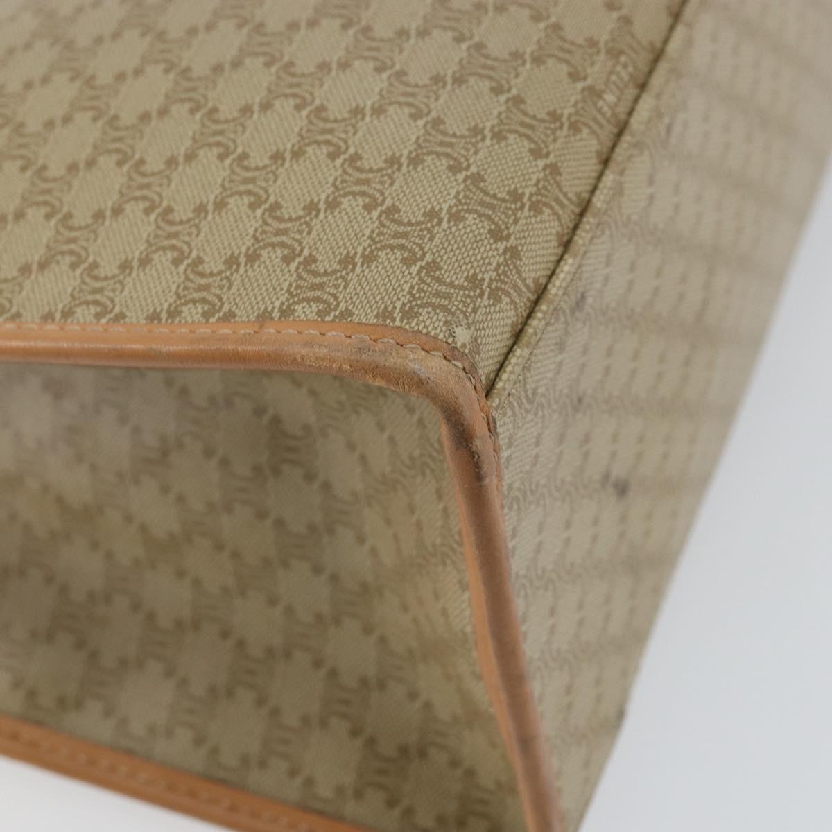 CELINE Macadam Canvas Shoulder Bag PVC Beige Gold Auth gh1092
