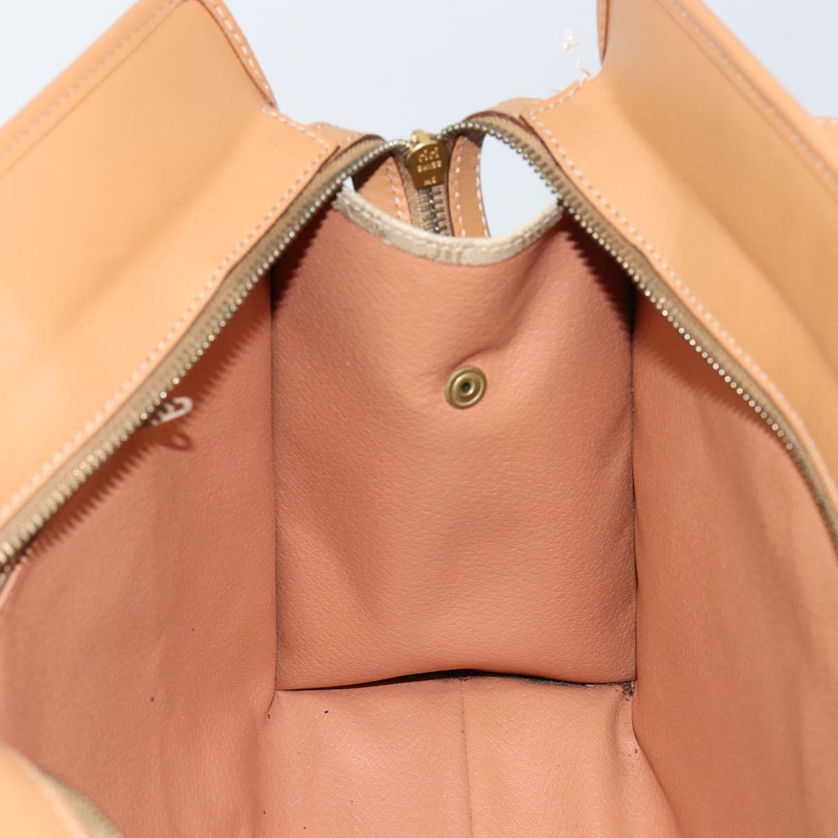 CELINE Macadam Canvas Shoulder Bag PVC Beige Gold Auth gh1092