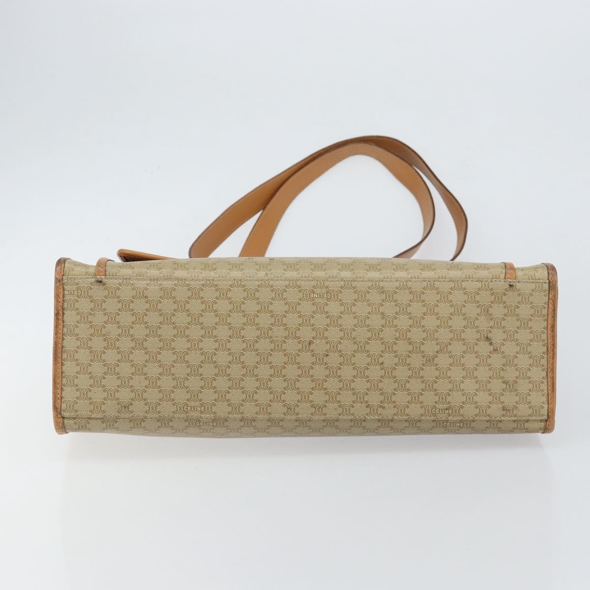 CELINE Macadam Canvas Shoulder Bag PVC Beige Gold Auth gh1092