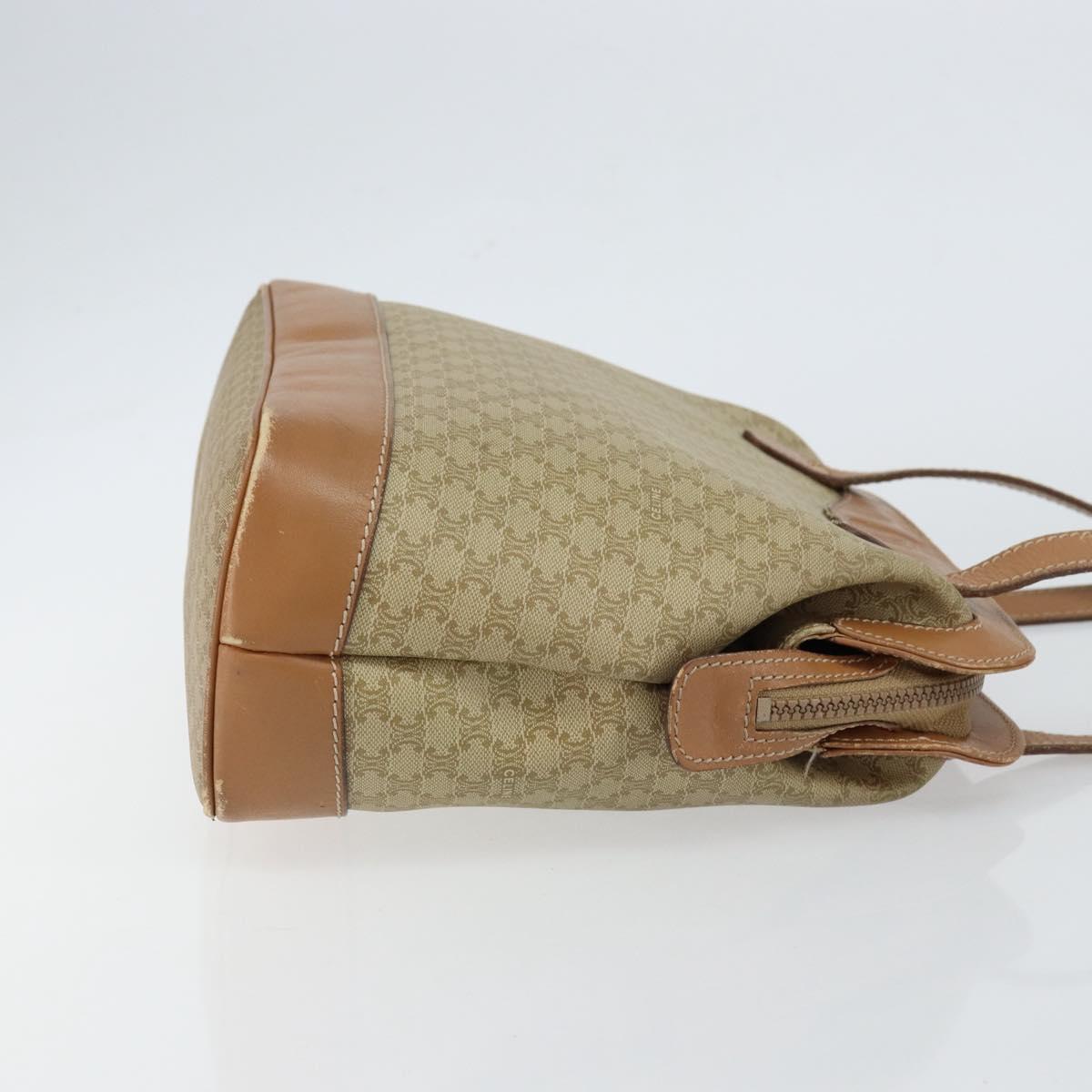 CELINE Macadam Canvas Shoulder Bag PVC Beige Gold Auth gh1093