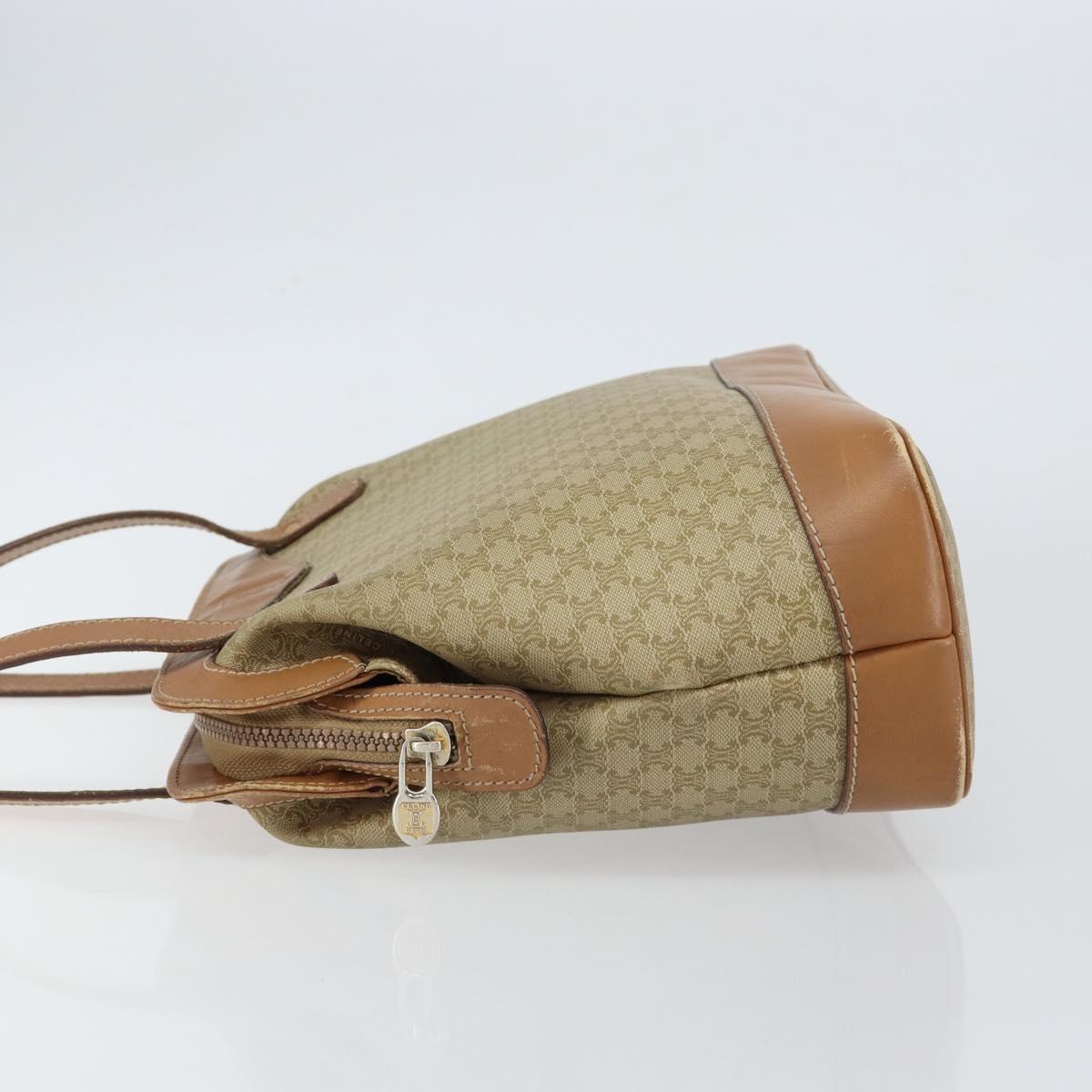 CELINE Macadam Canvas Shoulder Bag PVC Beige Gold Auth gh1093