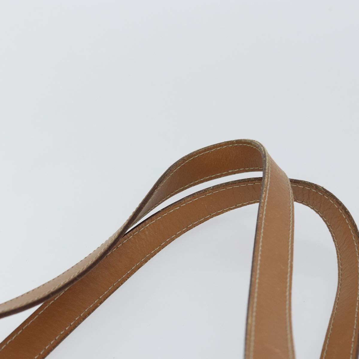 CELINE Macadam Canvas Shoulder Bag PVC Beige Gold Auth gh1093