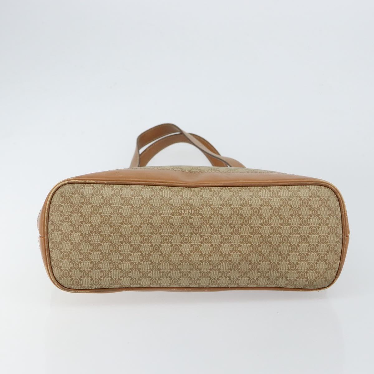 CELINE Macadam Canvas Shoulder Bag PVC Beige Gold Auth gh1093