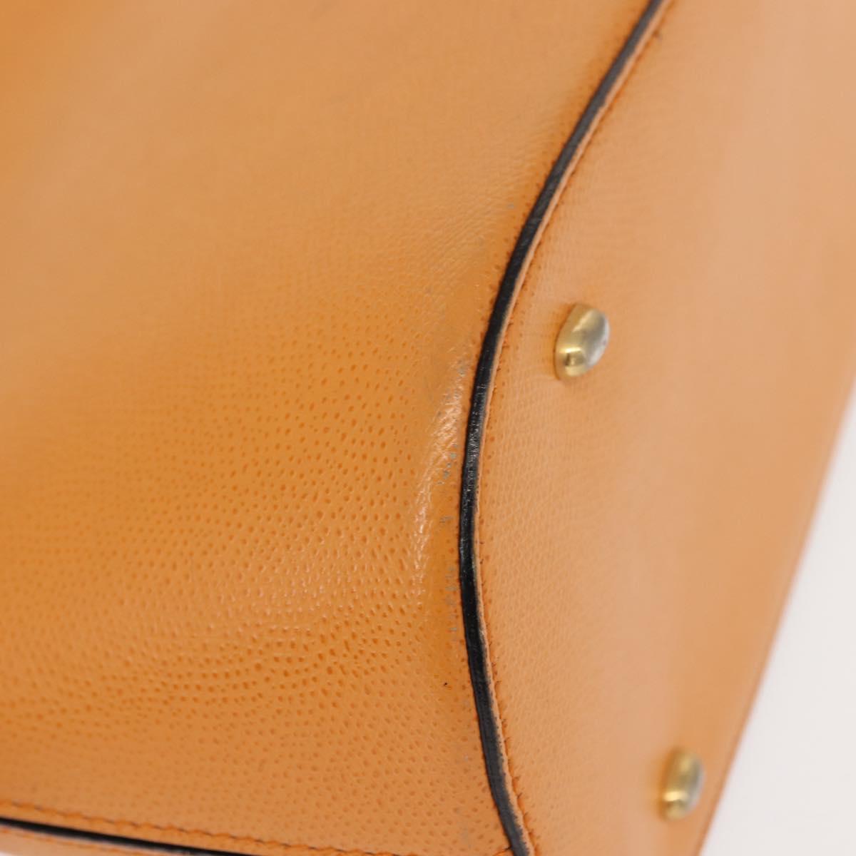 CELINE Hand Bag Leather Yellow Gold Auth gh1094