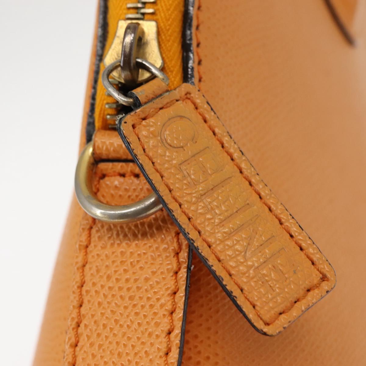 CELINE Hand Bag Leather Yellow Gold Auth gh1094