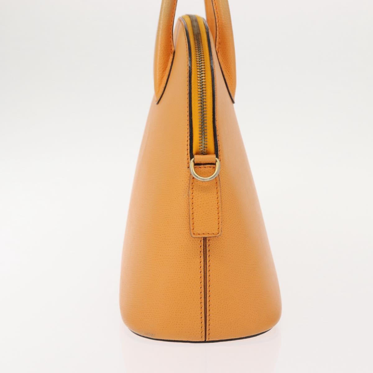 CELINE Hand Bag Leather Yellow Gold Auth gh1094
