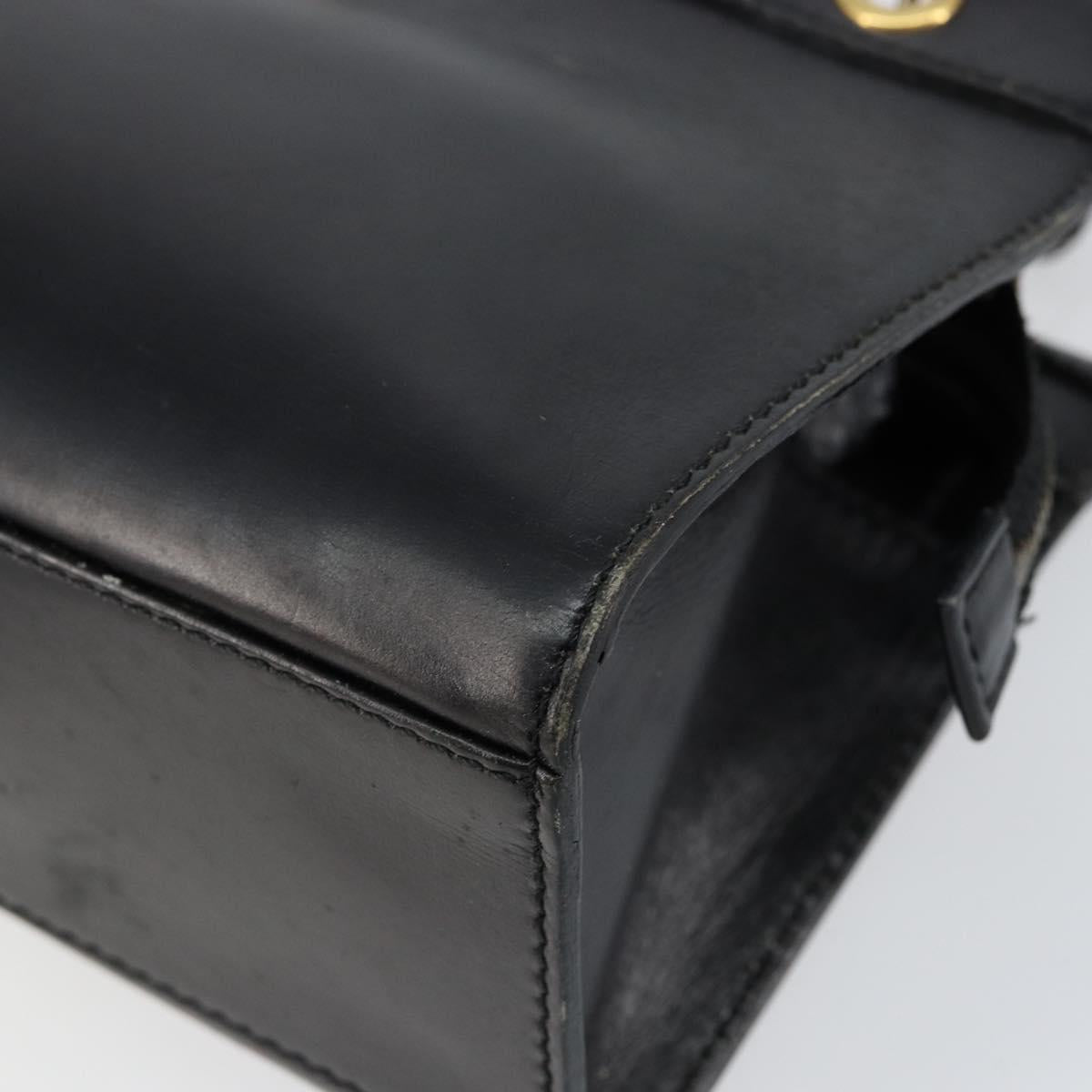 CELINE Hand Bag Leather 2way Black Gold Auth gh1095