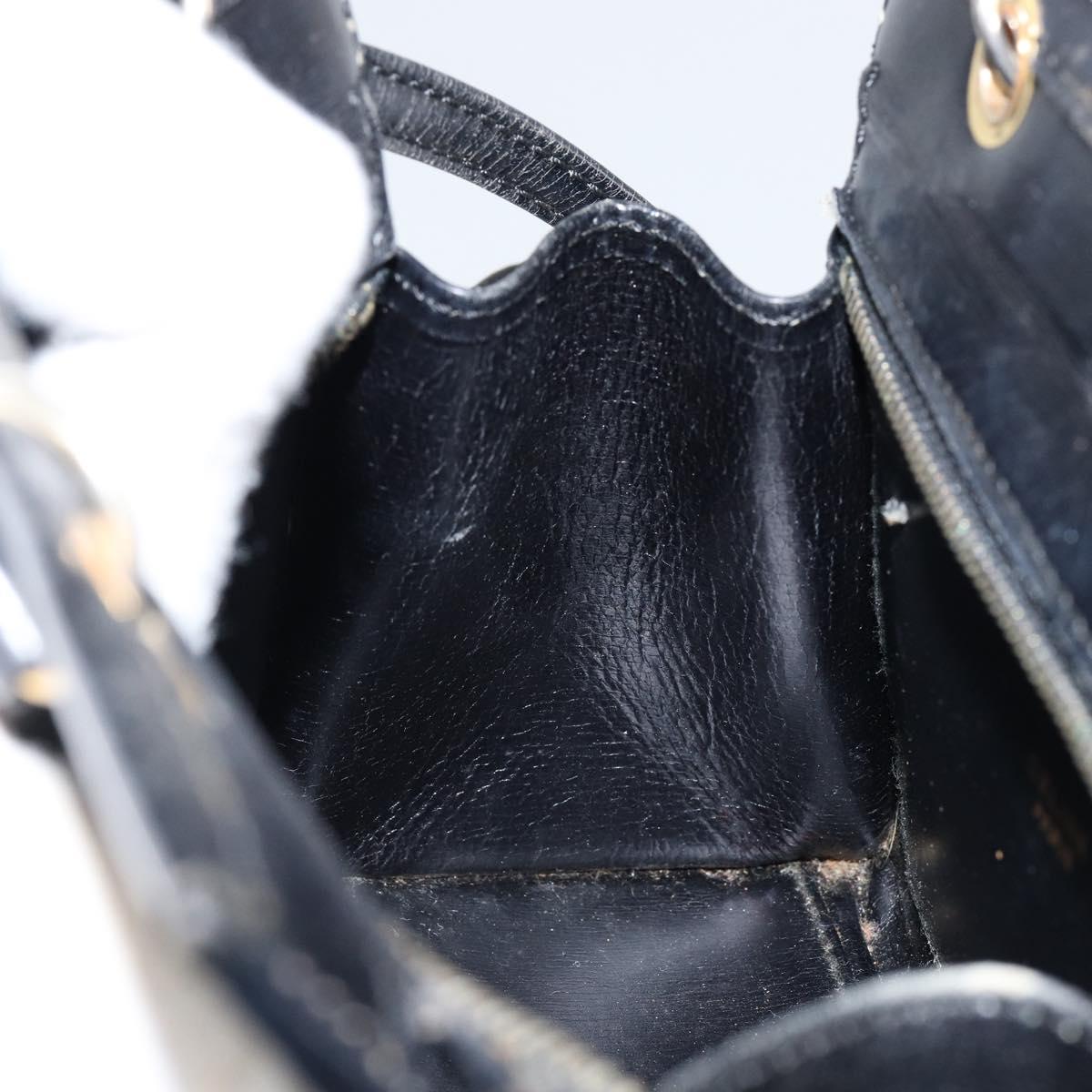 CELINE Hand Bag Leather 2way Black Gold Auth gh1095