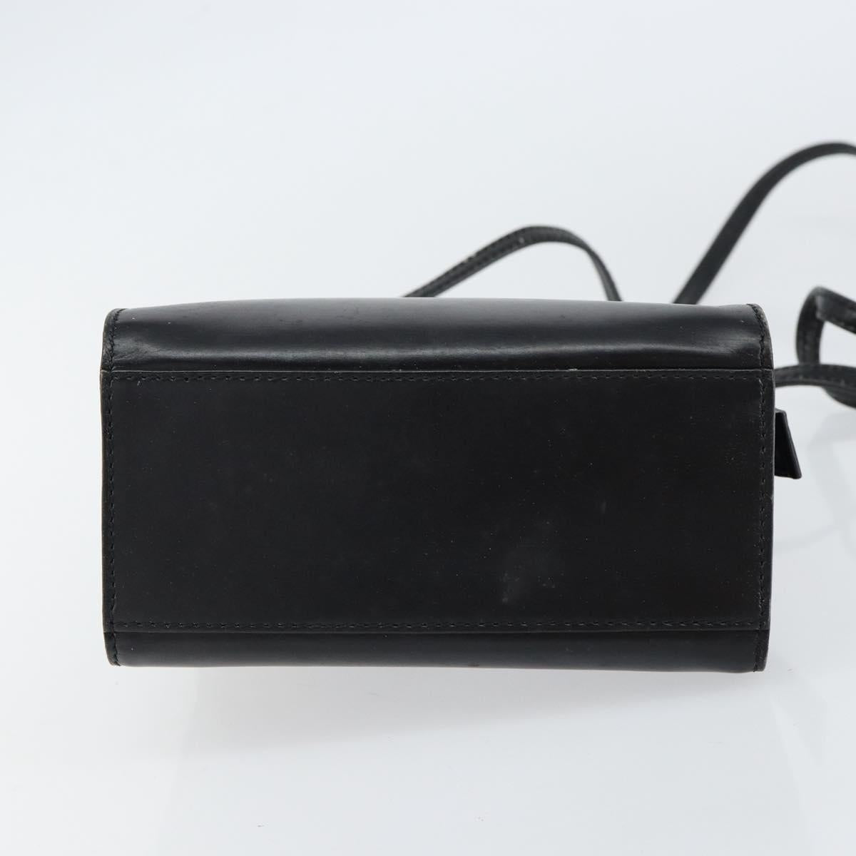 CELINE Hand Bag Leather 2way Black Gold Auth gh1095