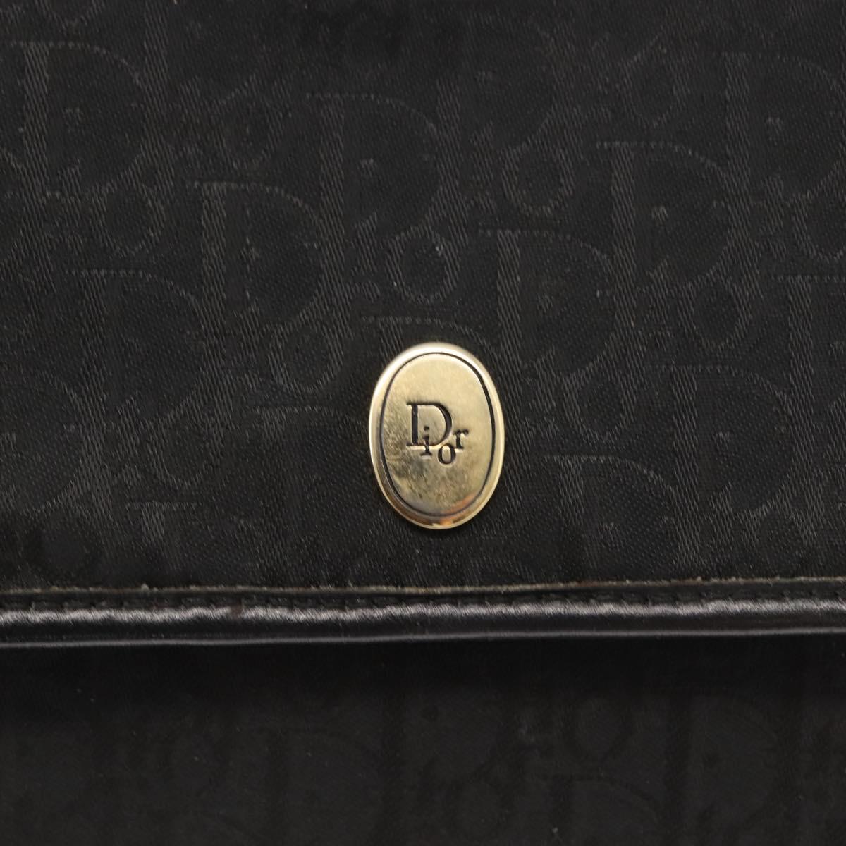 Christian Dior Trotter Canvas Chain Shoulder Bag Black Gold Auth gh1096