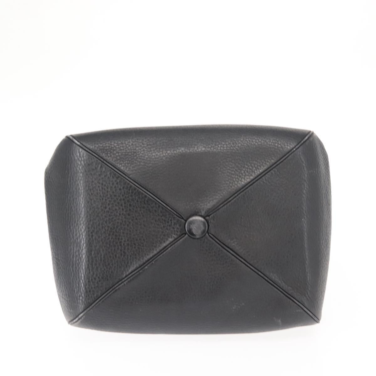 Christian Dior Shoulder Bag Leather Black Gold Auth gh1097