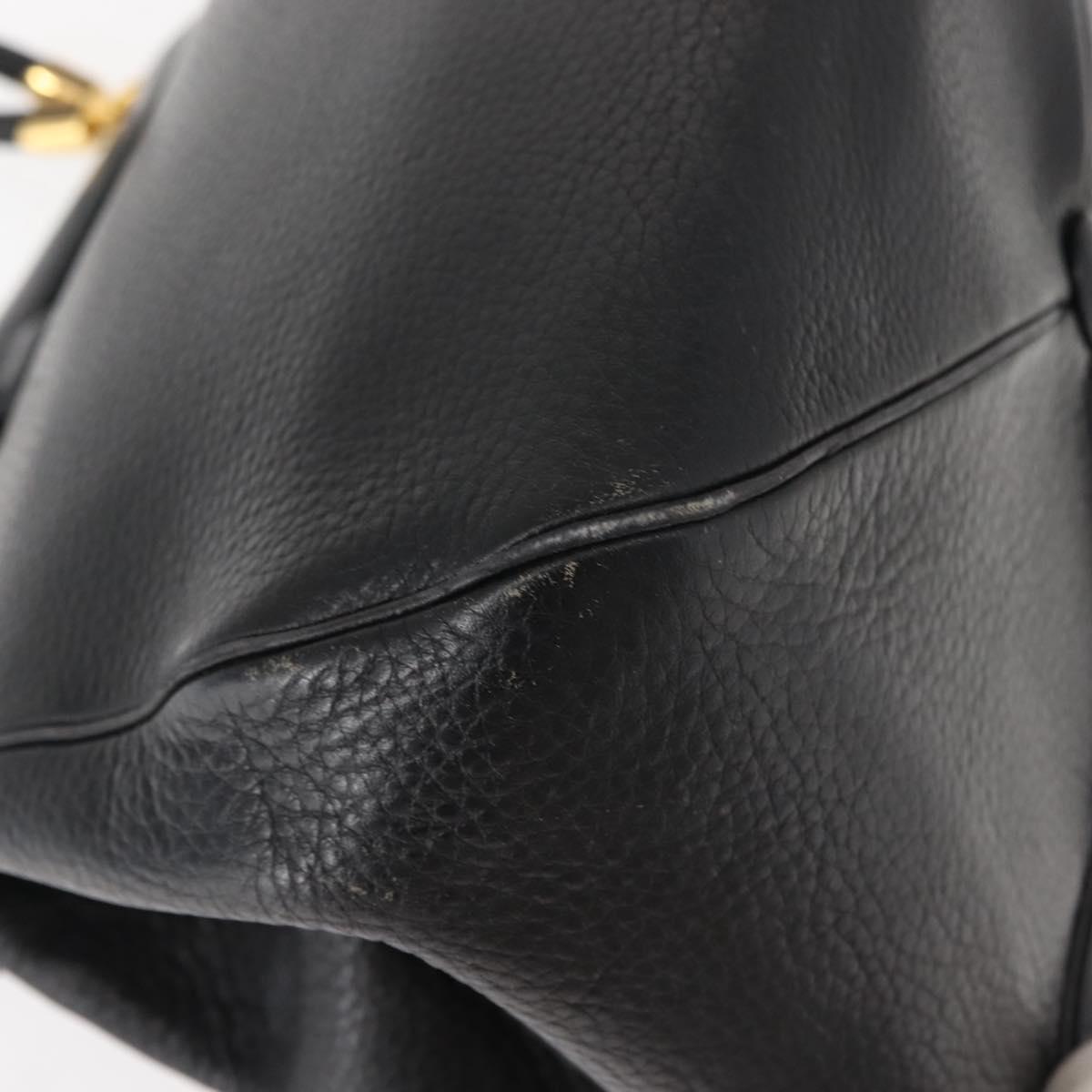 Christian Dior Shoulder Bag Leather Black Gold Auth gh1097