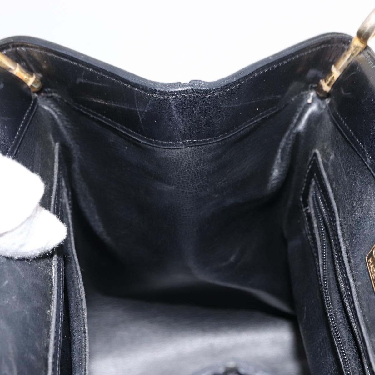 Christian Dior Shoulder Bag Leather Black Gold Auth gh1097