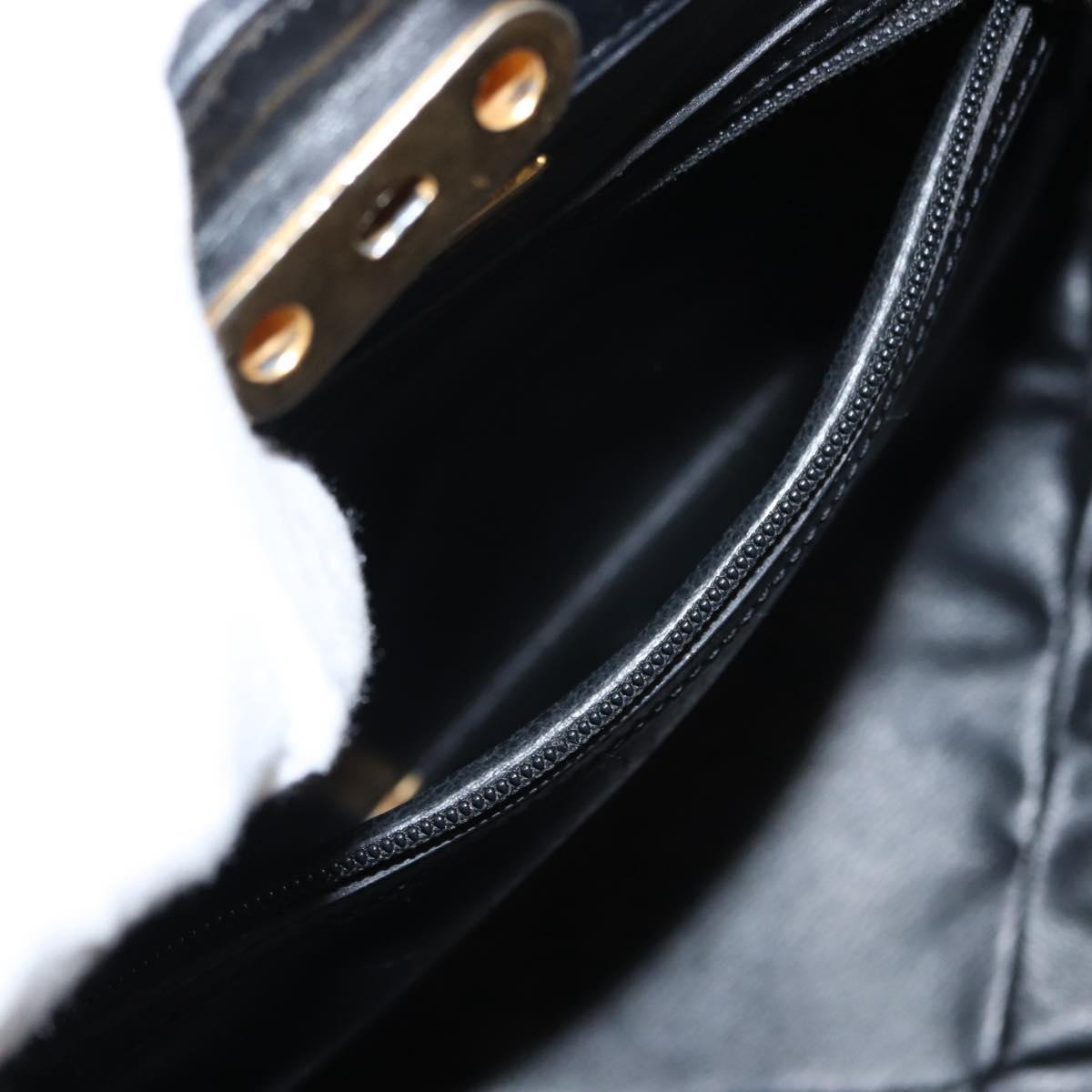 Christian Dior Shoulder Bag Leather Black Gold Auth gh1097