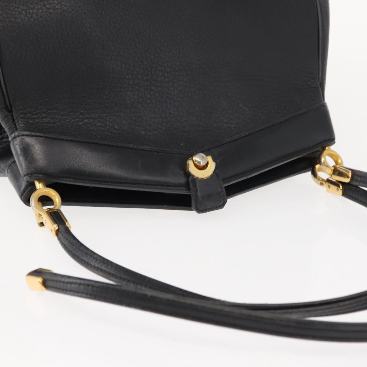 Christian Dior Shoulder Bag Leather Black Gold Auth gh1097
