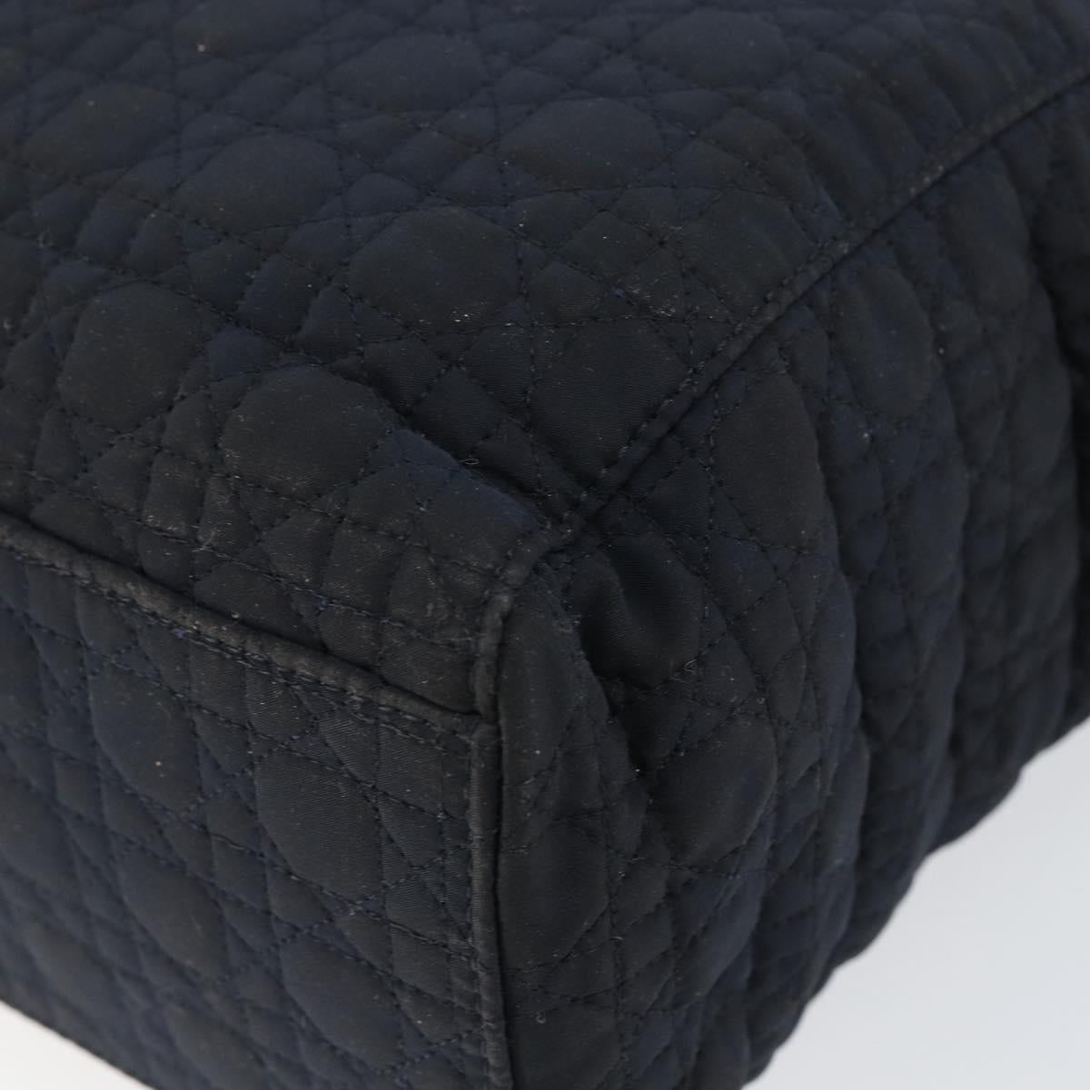 Christian Dior Canage Hand Bag Nylon Navy Gold Auth gh1098