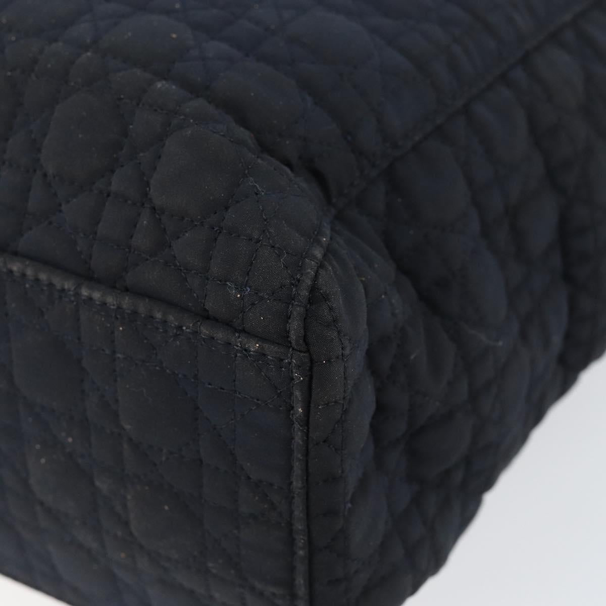 Christian Dior Canage Hand Bag Nylon Navy Gold Auth gh1098